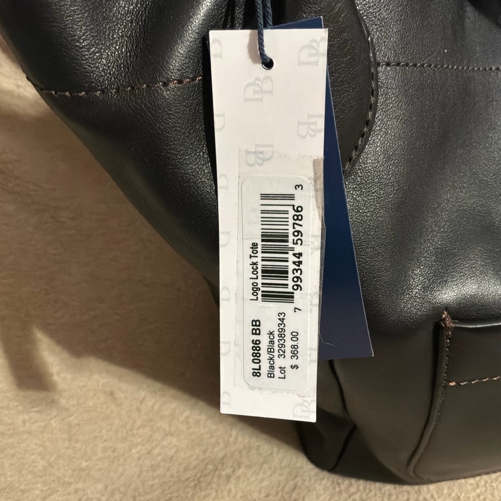 NWT Dooney & Bourke Florentine Leather Logo Lock Tote, color Black - Picture 6 of 12